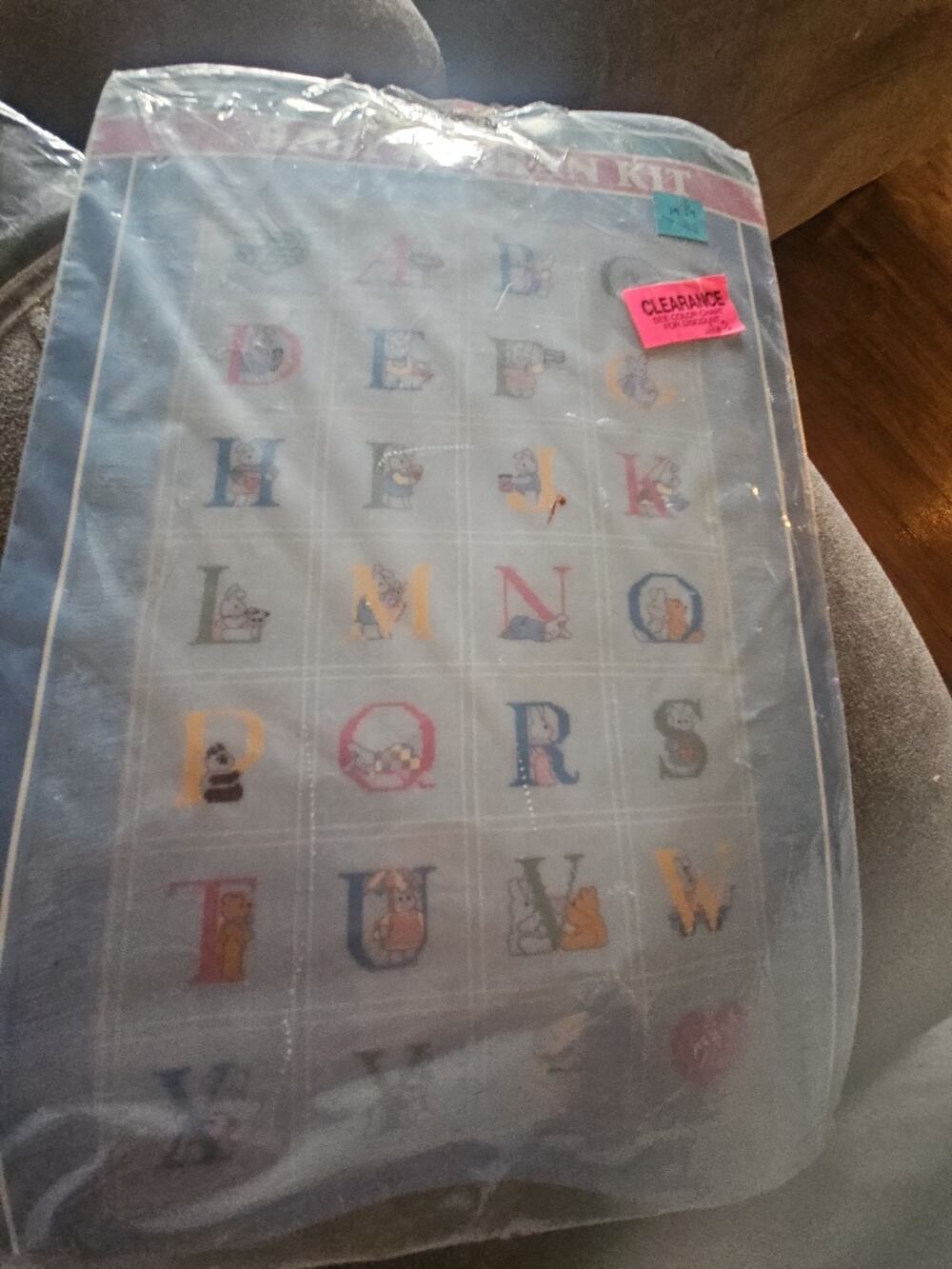 Vtg Banar Designs Alphabet Bunny Baby Afghan Kit #BLAF-4 Counted Cross Stitch